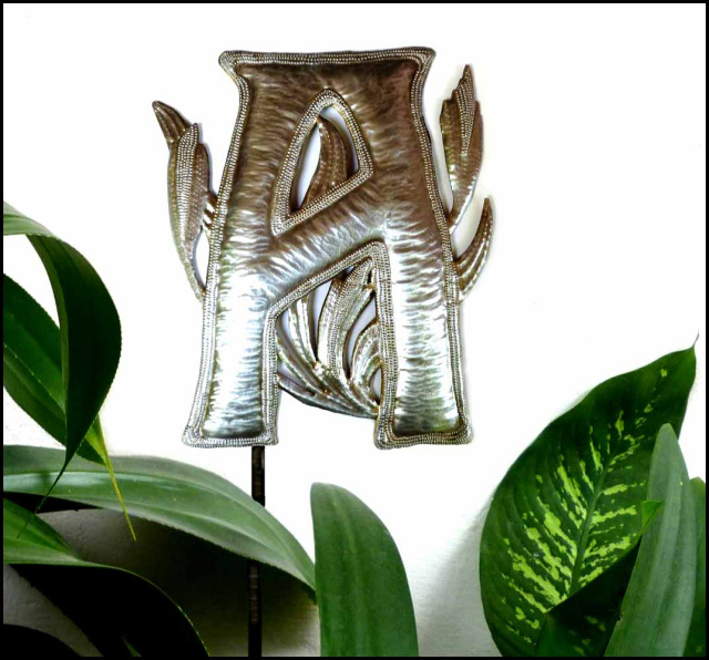 Metal plant stake - Letter - Initial -  garden art